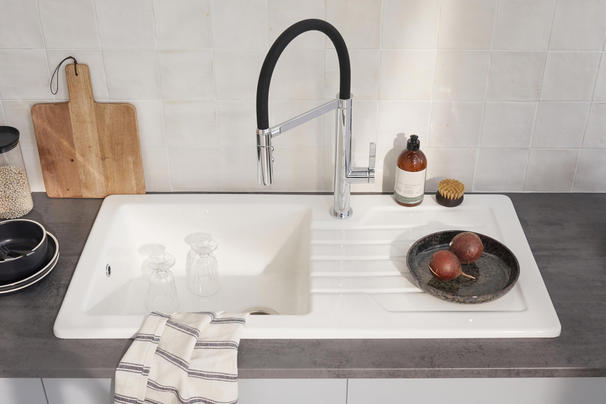 jacob-delafon-aleo-mitigeur-cuisine-style-chef-chrome-douchette image 3